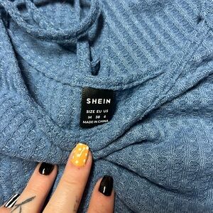 SHEIN Textured Blue Knit Top